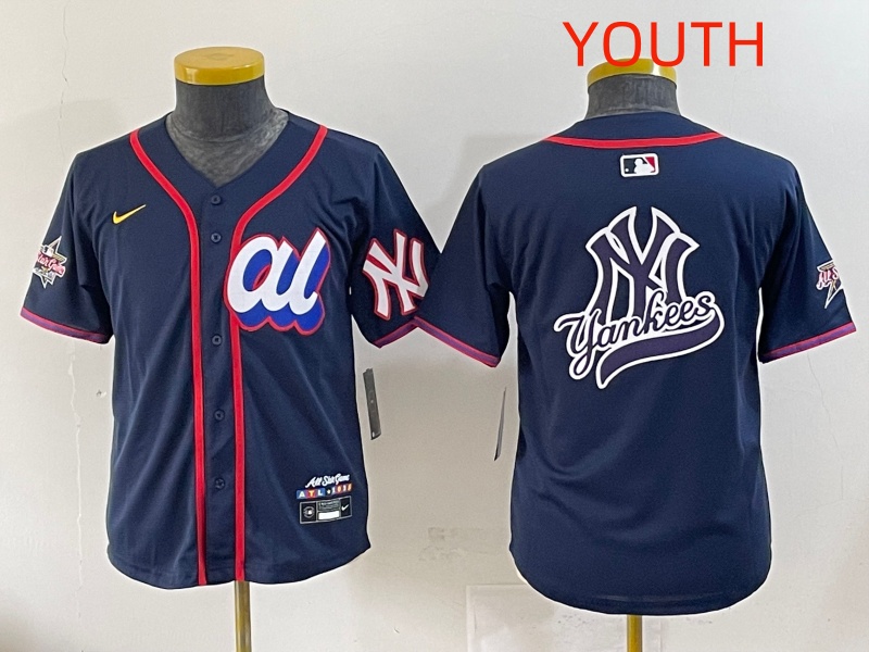 Youth 2025 New York Yankees Blank Drak Blue All star Blank Blue Nike MLB Jersey style 7